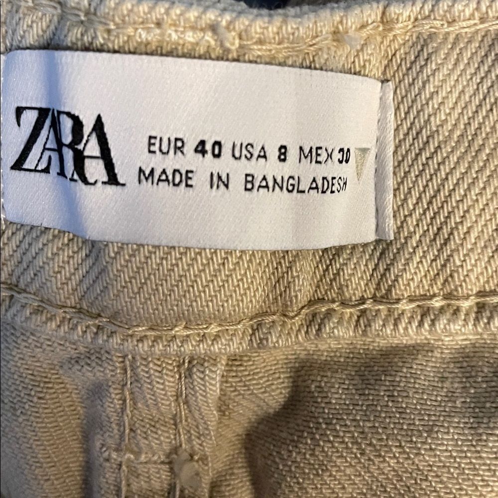 Zara Straight Leg Jeans Cream Denim 8 - Picture 8 of 8